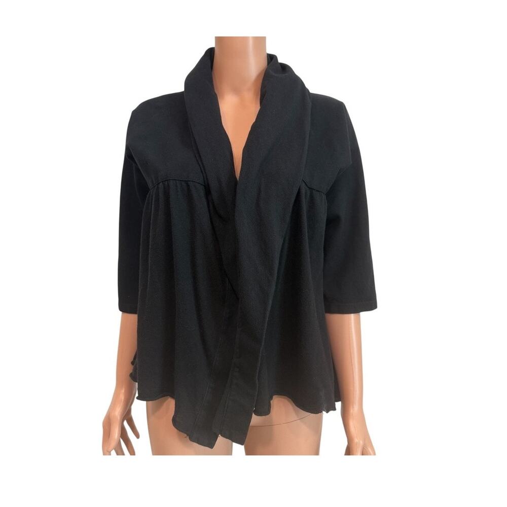 Monrow large 1/2 sleeve open ruffle front sweater cardigan SP2 3258